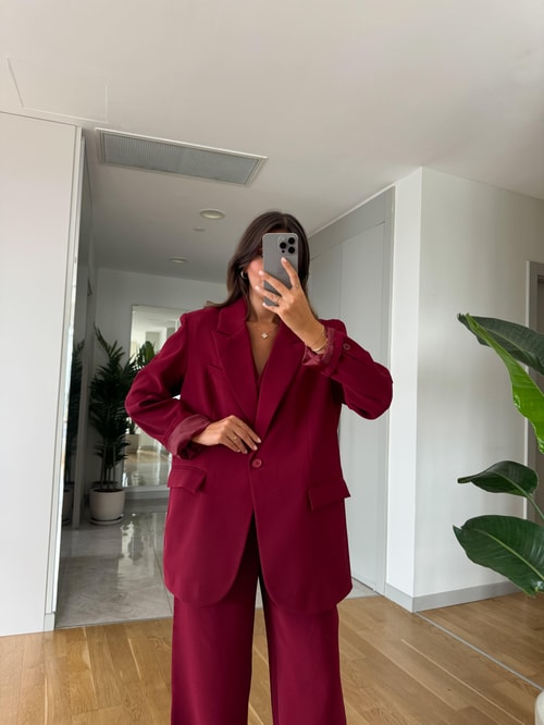 Charlie Premium Blazer Ceket-Bordo