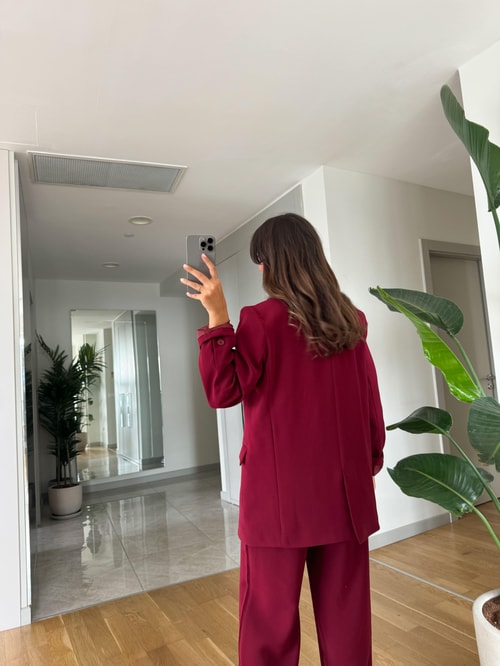 Charlie Premium Blazer Ceket-Bordo