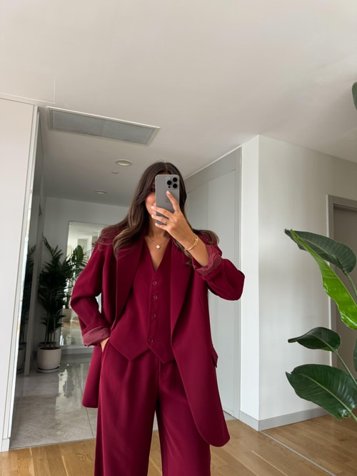 Charlie Premium Blazer Ceket-Bordo