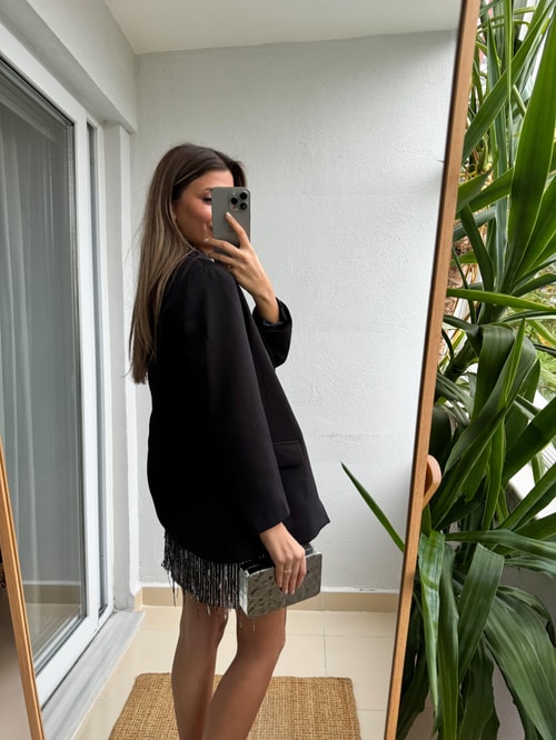 Çift Düğmeli Siyah Blazer Ceket