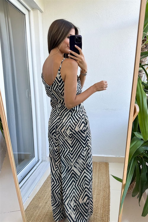 Çizgi Desenli Tulum