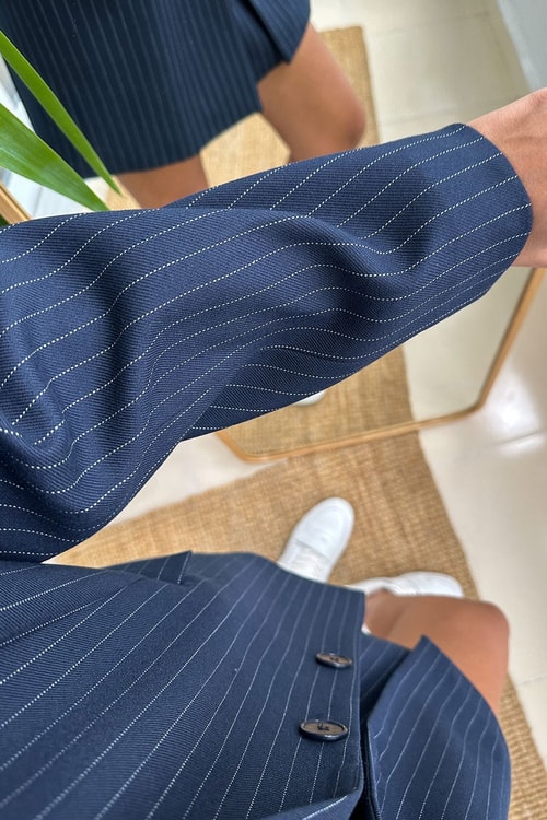 Çizgili Lacivert Premium Blazer Ceket