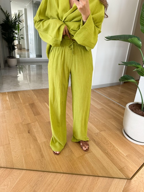 Clarie Kimono Pantolonlu Takım-Yağ Yeşili