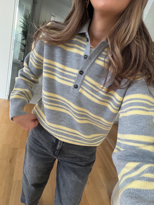 Cora Polo Yaka Çizgili Kazak 