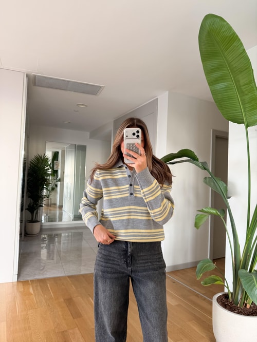 Cora Polo Yaka Çizgili Kazak 