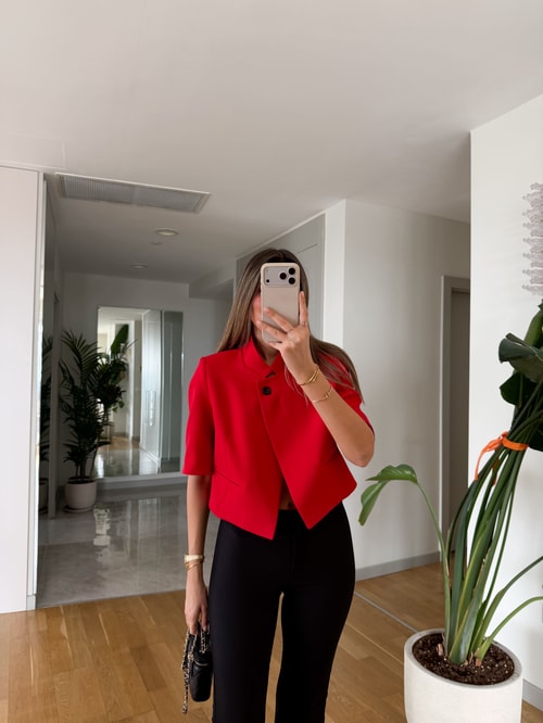 Crop Blazer ceket - Kırmızı