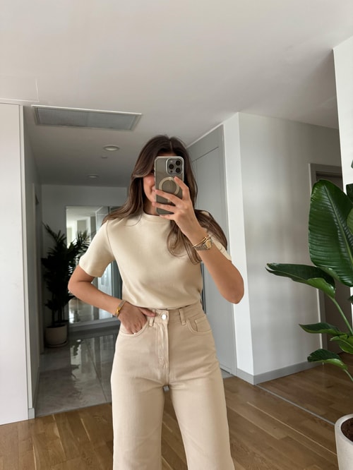 Cs Premium Pamuklu Tişört-Bej