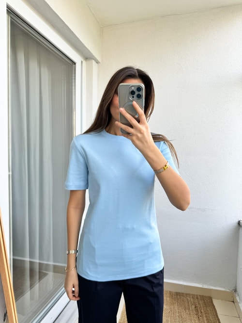 Cs Premium Pamuklu Tişört-Mavi