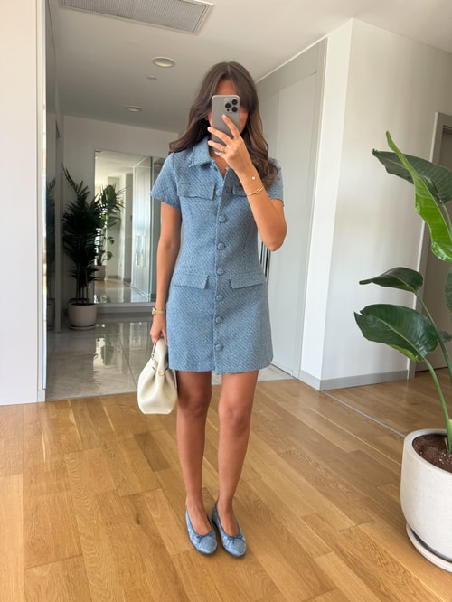 Dalia Premium Tüvit Elbise - Mavi 