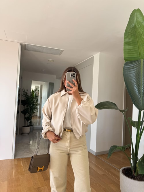 Danny Fermuarlı Bomber Ceket - Bej