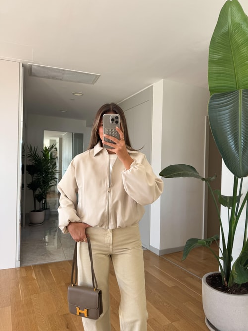 Danny Fermuarlı Bomber Ceket - Bej