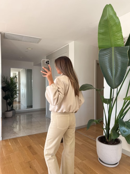 Danny Fermuarlı Bomber Ceket - Bej