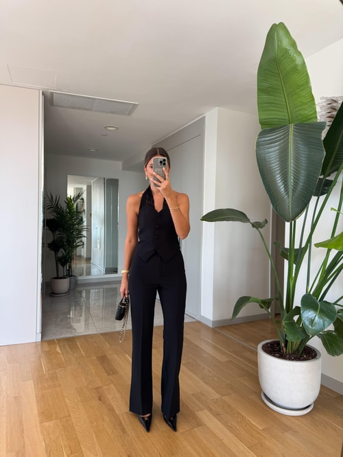 Dantel Bluzlu Premium Takım - Siyah