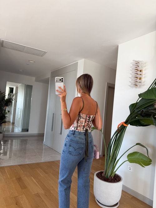 Dantel Detaylı Floral Büstiyer 