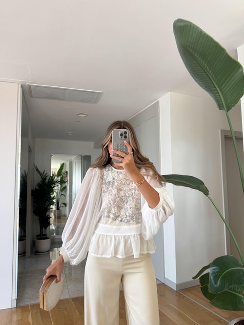 Dantelli Şifon Gömlek