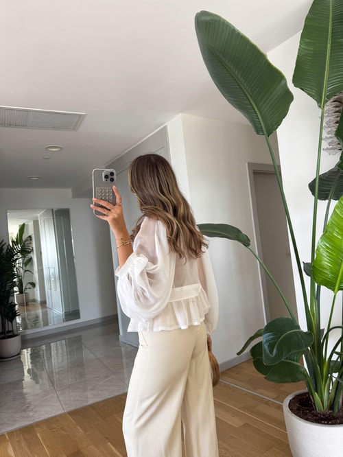 Dantelli Şifon Gömlek