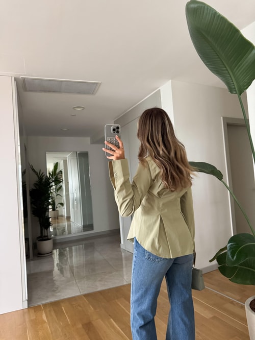 Depot Pileli Belden Oturan Gömlek - Çağla Yeşili