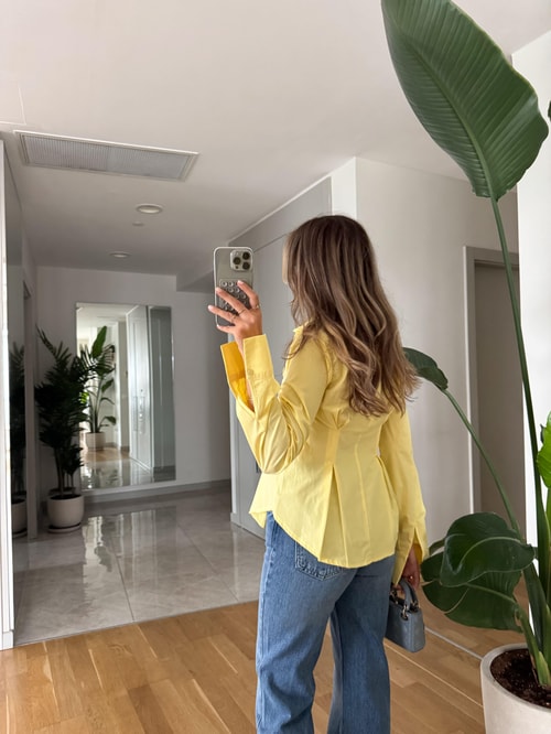 Depot Pileli Belden Oturan Gömlek - Sarı