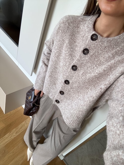 Dilvin Düğmeli Hırka - Vizon