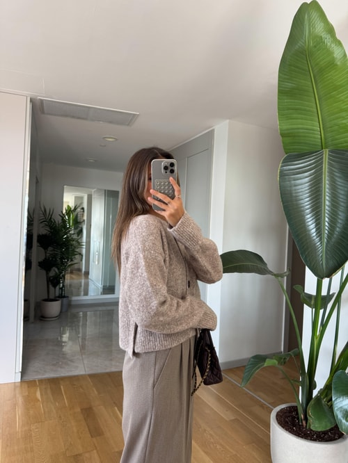 Dilvin Düğmeli Hırka - Vizon