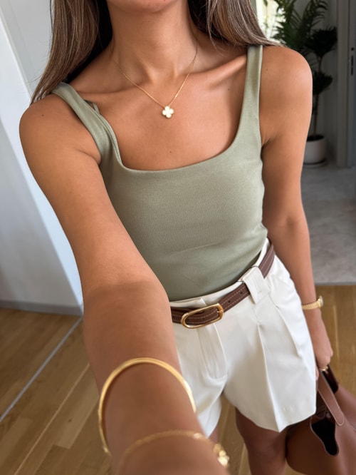 Dilvin Fitilli Askılı Atlet - Çağla Yeşili 