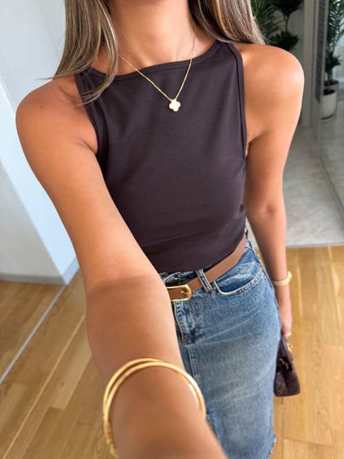 Dilvin Halter Yaka Atlet - Koyu Kahve