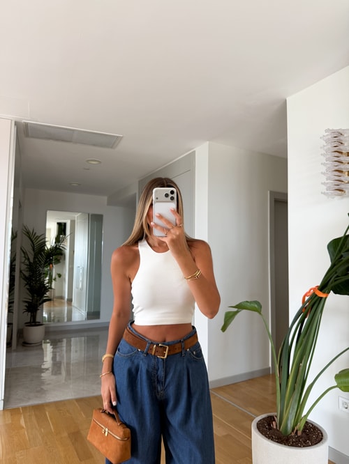 Dilvin Kolsuz Crop Top - Ekru