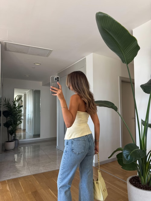 Dilvin Straplez  Bluz - Sarı