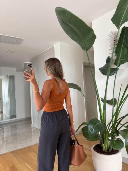 Dilvin Yakası Düğmeli Atlet - Kiremit