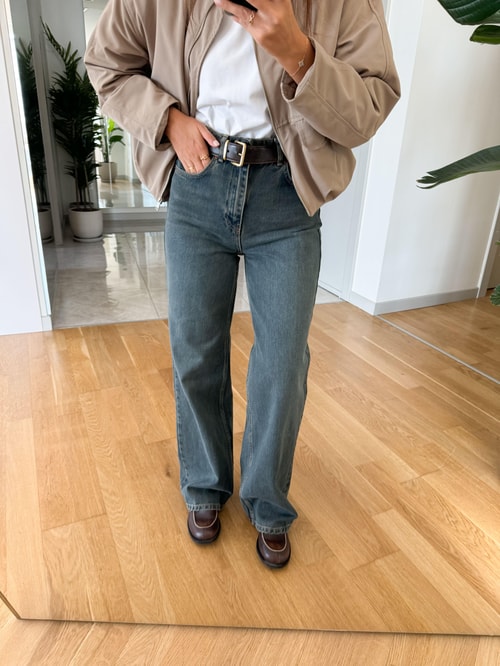 Dilvin Yıkamalı Straight Jean-Yeşilimsi Mavi