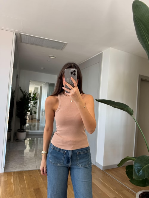 Dilvin Yırtık Detaylı Eskitme Atlet -Nude