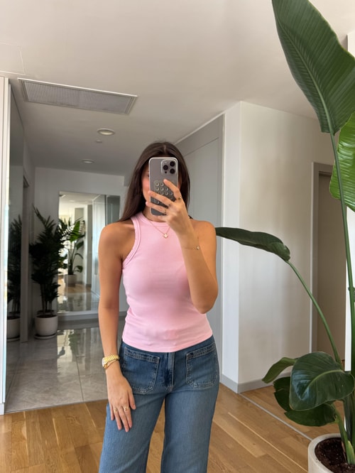 Dilvin Yırtık Detaylı Eskitme Atlet -Pembe