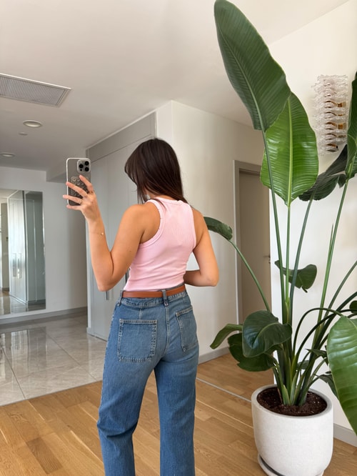 Dilvin Yırtık Detaylı Eskitme Atlet -Pembe