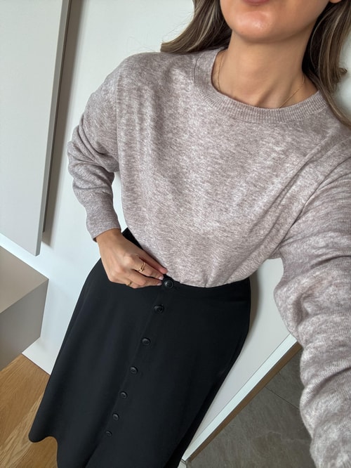 Dilvin Yün Karışımlı Basic Triko - Vizon