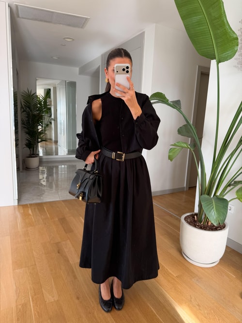 Donna Kemerli Gömlek Elbise Takım 