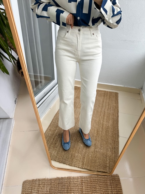 Ekru Flare Kesim Jean