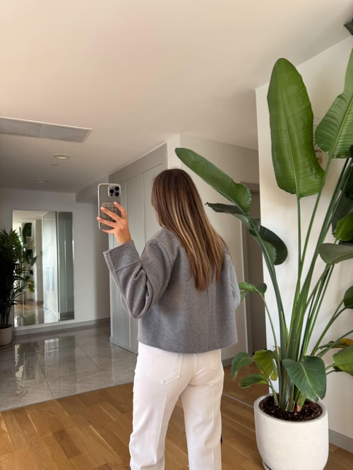 El Yapımı Özel Seri Kaşe Ceket - Gri 