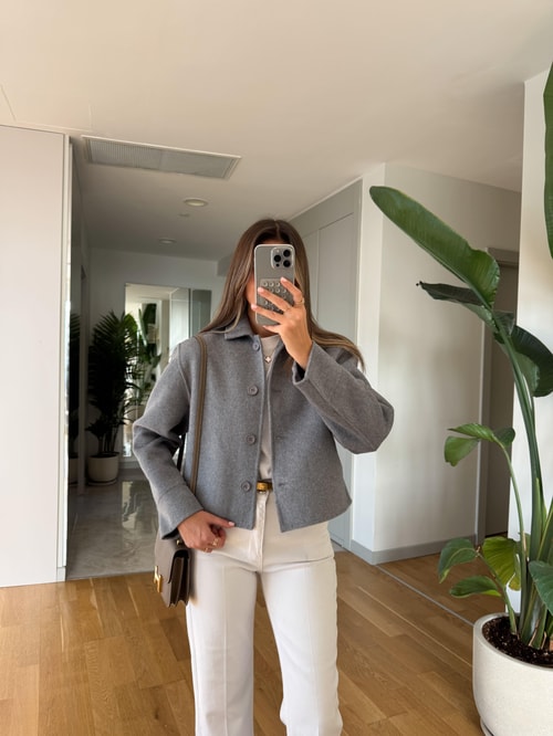 El Yapımı Özel Seri Kaşe Ceket - Gri 