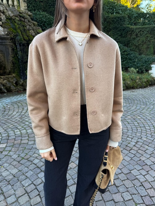 El Yapımı Özel Seri Kaşe Kısa Ceket - Camel