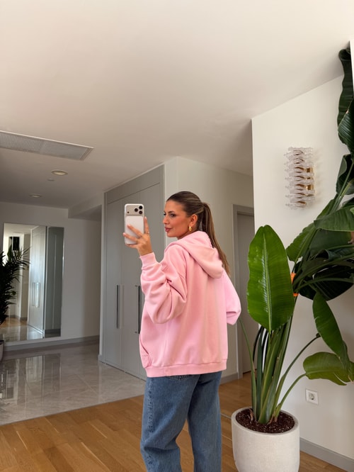 Ella Fermuarlı Sweatshirt - Pembe