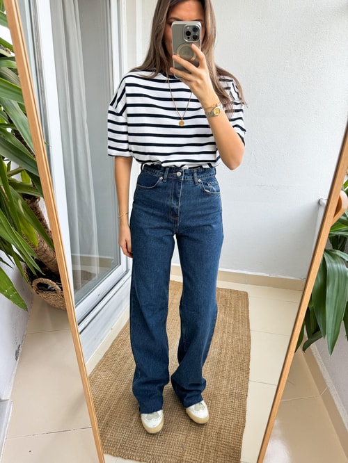 Ellie Yüksek Bel Straight Jean-Koyu Mavi 