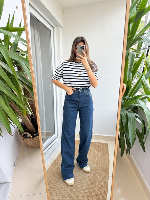 Ellie Yüksek Bel Straight Jean-Koyu Mavi 