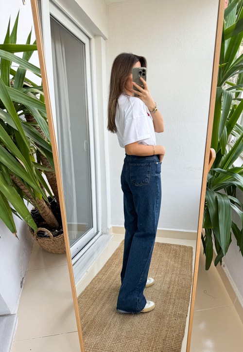 Ellie Yüksek Bel Straight Jean-Koyu Mavi 