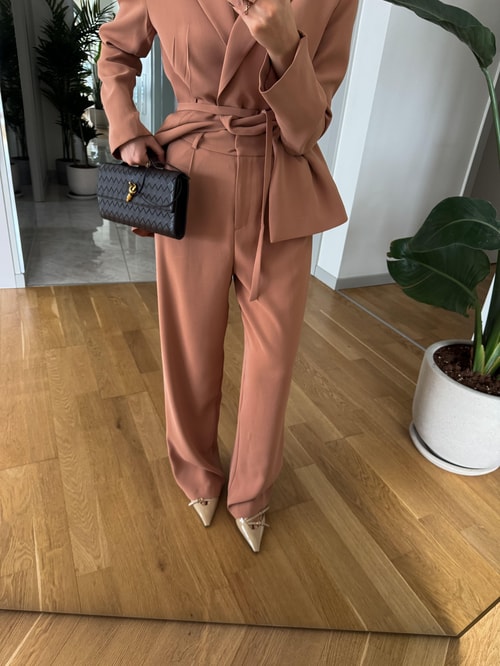 Emily Premium Palazzo Pantolon- Mocha Mousse