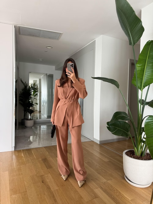 Emily Premium Palazzo Pantolon- Mocha Mousse