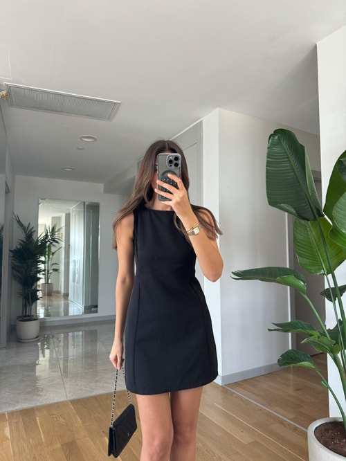 Emma Mini Elbise-Siyah