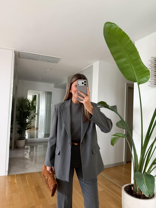 Esso Kapak Cepli Blazer Ceket - Gri 