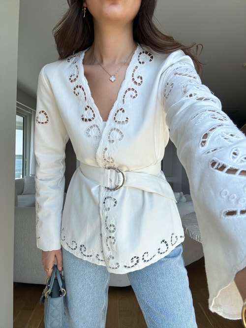 Fistolu Kemerli Kimono Ekru