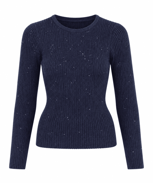 Fitilli Pullu Bluz - Lacivert