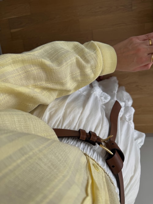 Flw Kendinden Çizgili Dokulu Gömlek- Sarı